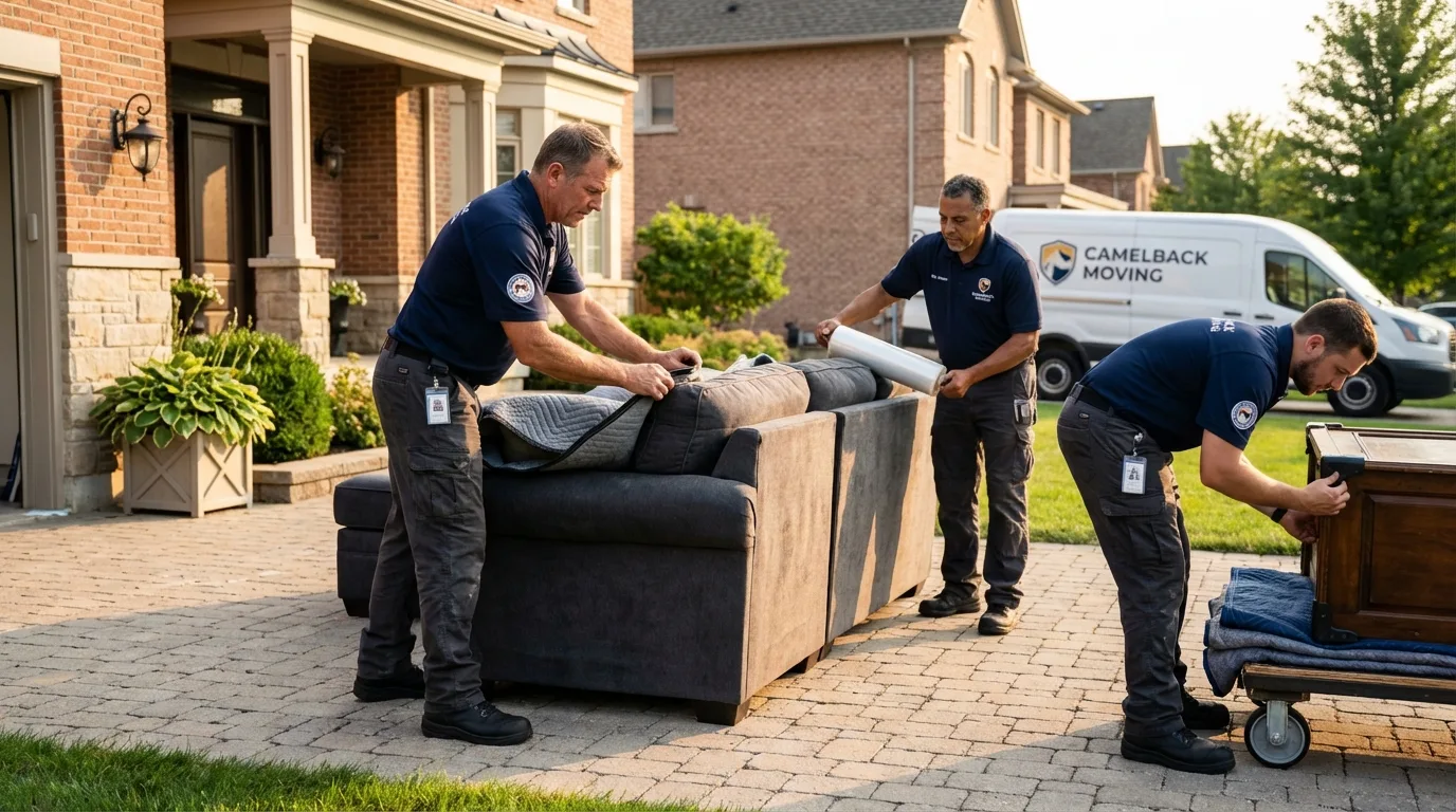 Large estate moving crew wrapping furniture in Twinsburg, OH
