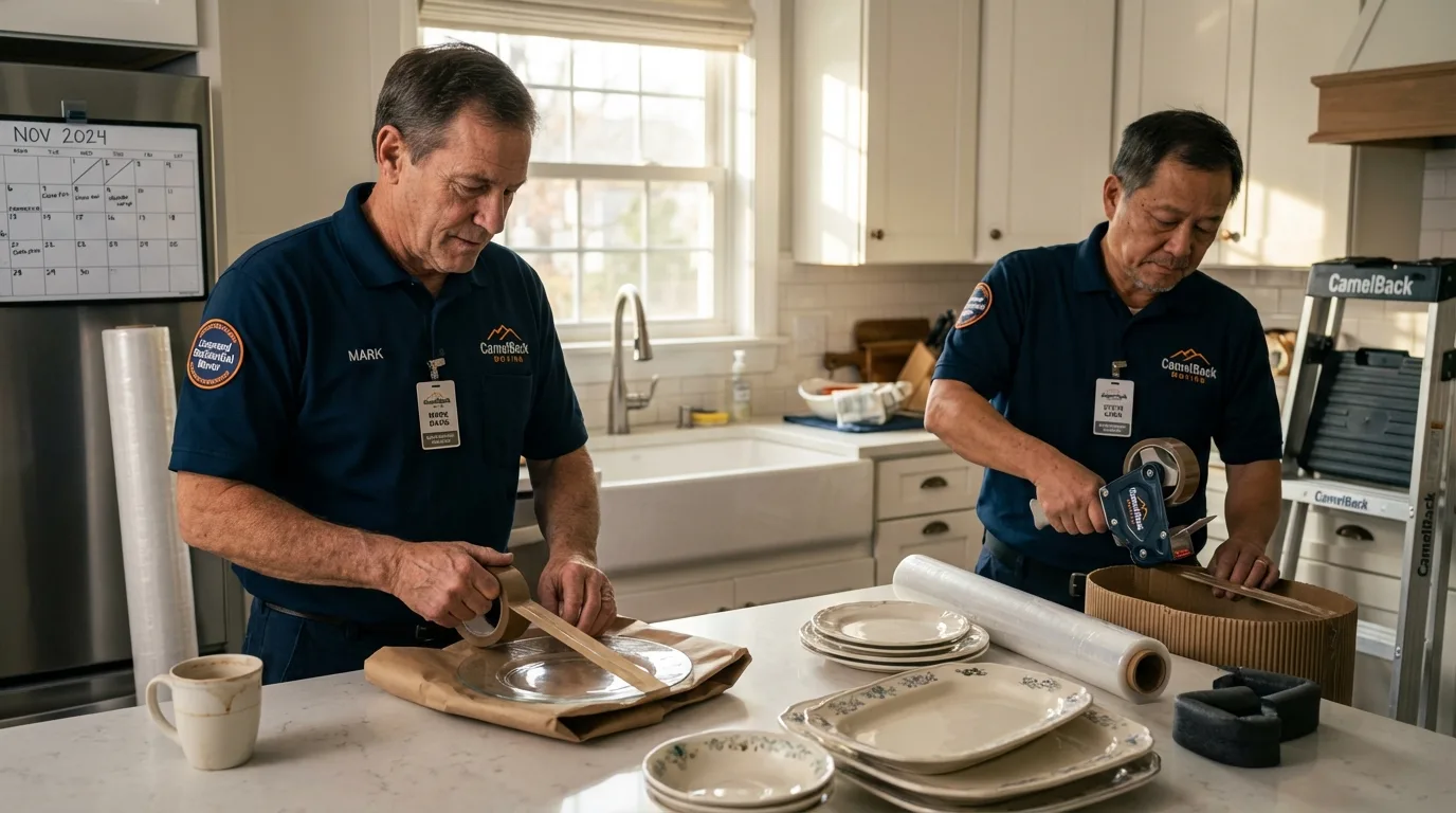 Professional crew packing kitchen dishware in Twinsburg, OH